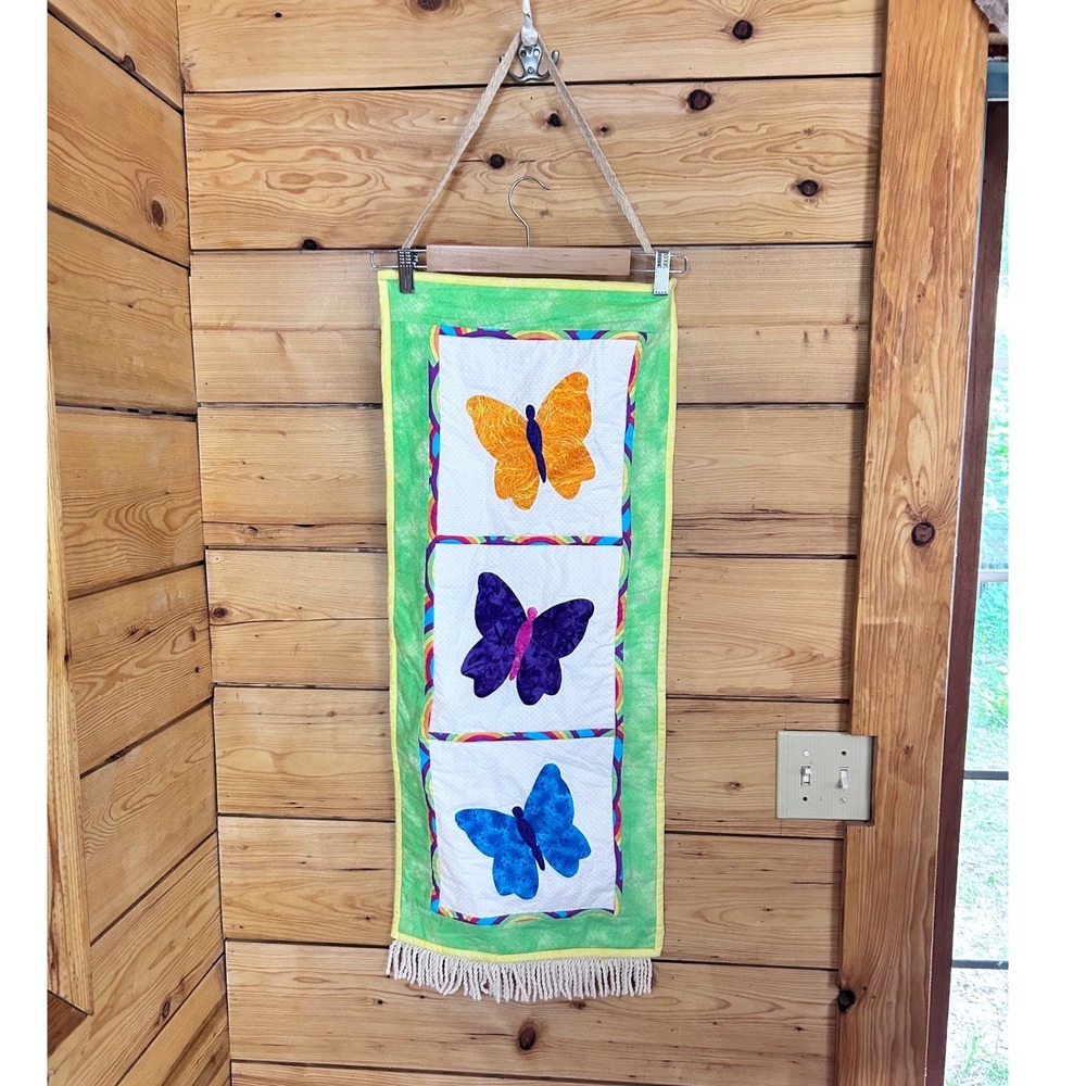 Vintage Quilted Butterfly Wall Hanging Nursery Decor Kids Handmade Baby Child